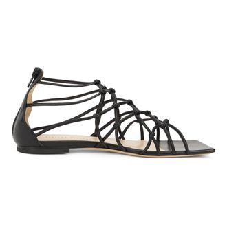 Fabiana Filippi Flat Sandals, female, Black, Size: 7 1/2 US Flat Lace Sandal