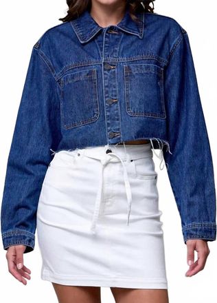 Hidden Jeans Cropped Denim Jacket In Dark Wash