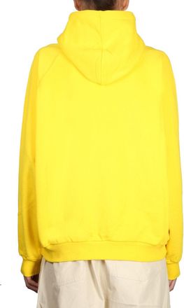 Sunnei Cotton Drawstring Hood Sweatshirt - Yellow