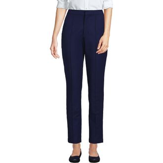 Lands End High Rise Bi Stretch Pintuck Pencil Ankle Pants in Deep Sea Navy at Nordstrom, Size 12