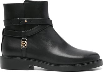 Michael Kors Zwarte Platte Enkellaars voor Vrouwen - Dames - Enkellaarsjes - Zwart - 37 1/2 EU - Leer - Schoenen