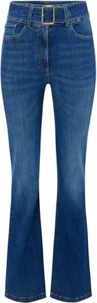 Elisabetta Franchi Jeans, Dames, Blauw, W31, Denim, Boot-cut Denim Broek met Riem