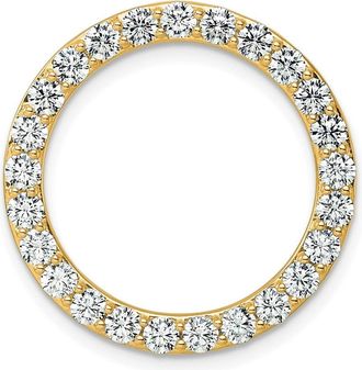 Diamond2Deal 14k Yellow Gold 2 Ct Lab Grown Diamond Circle Chain Slide Pendant