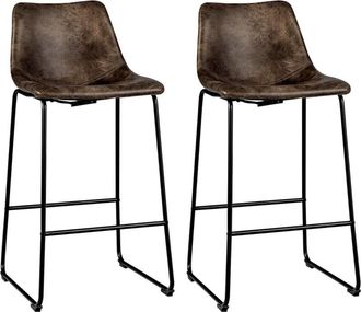 Costway Costway - Juego de 2 Taburetes Altos de Cocina, Taburetes Altos con Patas de Metal y Reposapiés, Taburete de Bar de Terciopelo Sintético, 49 x 47 x