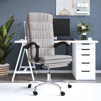 vidaXL Silla De Oficina Reclinable De Tela Gris Taup&eacute; Vidaxl