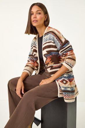 Roman Boucle Tribal Pattern Cardigan