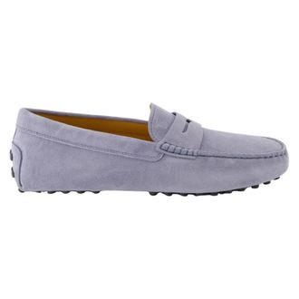 Tod's Loafers, male, Gray, 8 1/2 UK, Blue Gray Suede Loafer Spring-Summer 2025