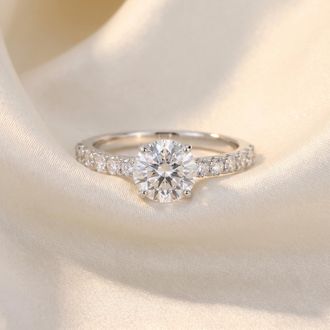 Pompeii3 Platinum 1 1/4 Ct TDW Round Round Cut Diamond Engagement Ring