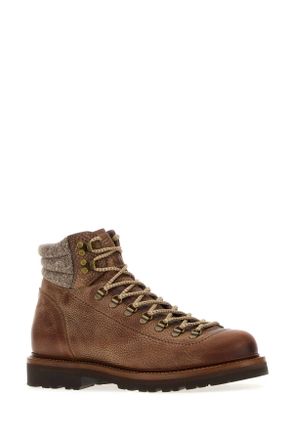 Brunello Cucinelli Mens Caramel Leather Ankle Boots Cux81 Stivali