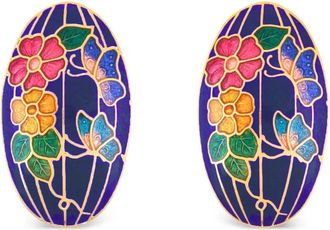 Susan Caplan Vintage 1980s cloisonné clip-on earrings - women - Gold Plated/Enamel - One Size