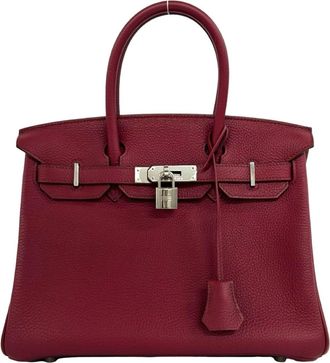 Herm&egrave;s Red Color Togo Leather Handbag Tote Bag (Pre-Owned)
