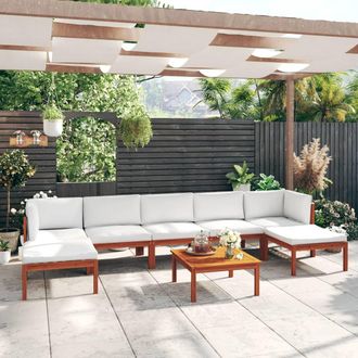 vidaXL Conjunto De Jard&iacute;n 8 Piezas Con Cojines Color Crema 63x63 Cm Vidaxl