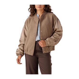 Nukus Nukus, Jassen, Dames, Beige, XL, Satijn, Baltimore Satijnen Jas in Taupe