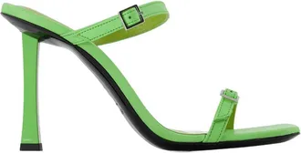 by FAR Womens Flick Mule Green Leather Shoes