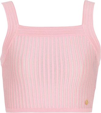 Balmain Textured Knit Strappy Top - Dames - Tops zonder mouwen - Roze - S - Polyester - Tops