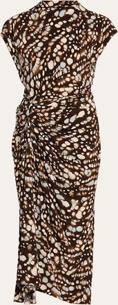 A.L.C. Alma Ruched Viscose Twill Midi Dress