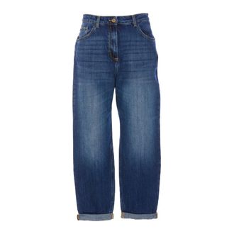 Elisabetta Franchi Denim Jeans with Frontal Button Closure - female - Elisabetta Franchi - Straight Fit Jeans - Blue - W29 - Jeans