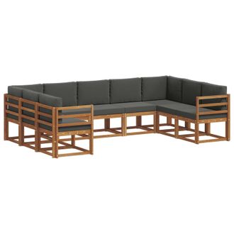 vidaXL Conjunto De Sof&aacute;s De Exterior 9 Pcs Natural Y Antracita Vidaxl