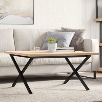 vidaXL Mesa De Centro Marco X Madera Maciza Pino Y Acero 90x90x45,5 Cm Vidaxl