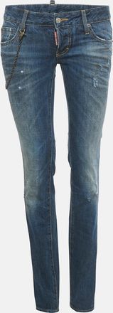 Dsquared2 Blue Denim Distressed Slim Fit Jeans S Waist