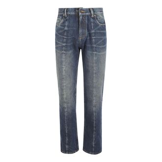 Versace Slim-fit Jeans, male, Blue, Size: W33 Distressed Straight-Leg Jeans
