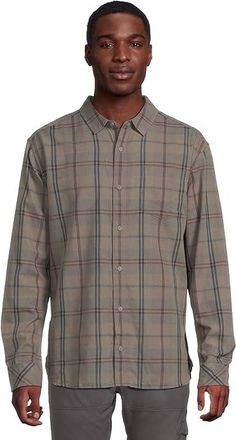 Prana Los Feliz Flannel Shirt Mens Long Sleeve Button Up Pewter : 2XL (Slim), Polyester/Flannel/Cotton