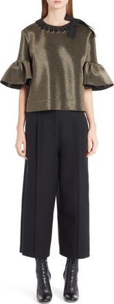 Fendi Metallic Neoprene Bell Sleeve Top in Gold at Nordstrom, Size 4 Us