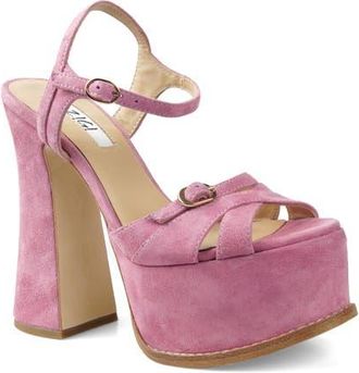 Zigi Soho Harbor Ankle Strap Platform Sandal in Pink Suede at Nordstrom, Size 10