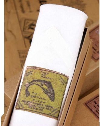 Tamielle Trout fly fishing motif single mans white handkerchief - 40cm x 40cm - Lovely presentation in a gift box and ethically produced