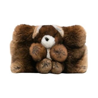 Anita Bilardi Tassen, Dames, Bruin, ONE Size, Teddy-Bear-Motif Faux-Fur Clutch Bag