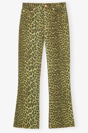 Ganni Green Leopard Betzy Jeans - Size 24 Organic Cotton
