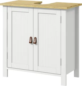 Kleankin Kleankin Mobile Sottolavabo Per Bagno, 2 Ante, Ripiano Regolabile, Bianco