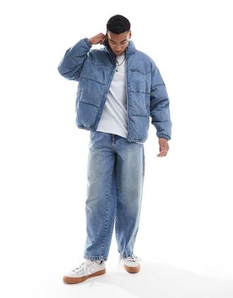 Levi's Piumino in denim imbottito stile western blu medio