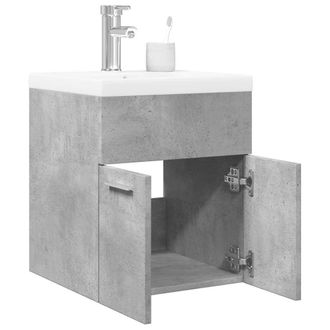 Berkfield Home 2 Piece Bathroom Furniture Set Concrete Grey Engineered Wood