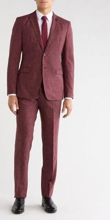John Varvatos Solid Wool Blend Suit in Red at Nordstrom Rack, Size 42 Regular