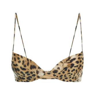 Roberto Cavalli Badmode, Dames, Bruin, L, Jaguar Print Bikini Top