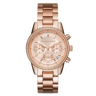 Michael Kors Womens Ladies Ritz Watch MK6357 - Rose Gold Metal - One Size