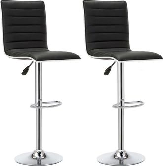 IntimaTe WM Heart IntimaTe WM Heart Adjustable Swivel Bar Stools Set of 2, Modern Faux Leather Kitchen Chairs with High Backrest, Gas Lift and Footrest (Black)