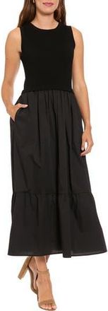 London Times Mixed Media Maxi Dress in Black at Nordstrom Rack, Size X-Large