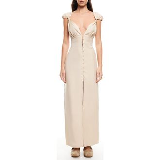 Lioness Meadow Cap Sleeve Linen Blend Maxi Dress in Deep Wheat at Nordstrom Rack, Size X-Small