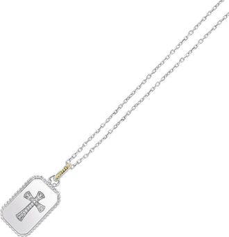 Phillip Gavriel 18K Over Silver 0.09 Ct. Tw. Diamond Cross Medallion Tag Necklace