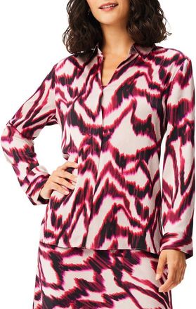 Nic+Zoe Blurred Ikat Button-Up Shirt in Pink Multi at Nordstrom Rack, Size Xx-Large