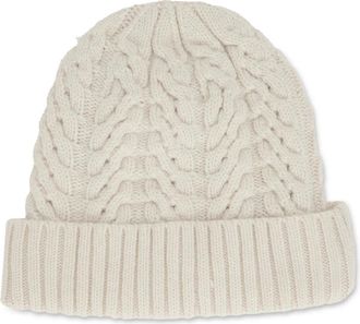 Moorer Maria Gebreide Muts met Boord - Dames - Hoeden - Wit - ONE Size - Kasjmier - Accessoires