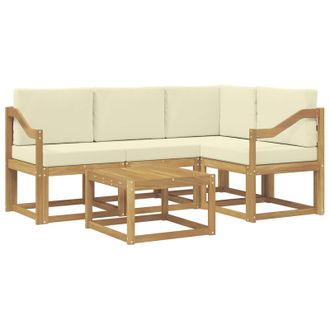 vidaXL Conjunto De Sof&aacute;s De Exterior Con Coj&iacute;n 5 Pcs Blanco Y Crema Vidaxl