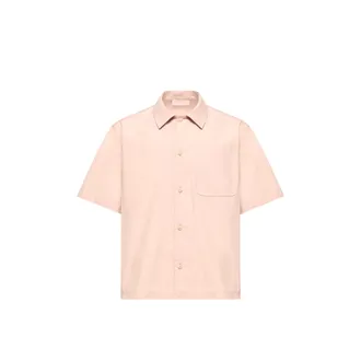 Moncler Moncler Cotton Poplin Short Sleeve Shirt, Men, Pink, Size: Xxl