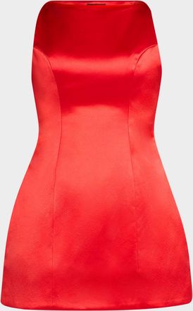 Retrofête Livie High-Neck Satin Mini Dress