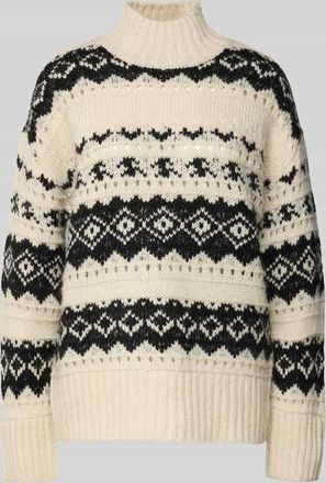 Vero Moda Regular Fit Strickpullover mit Mock Neck Modell AMPLE in Offwhite, Größe XL