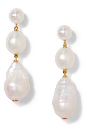 Nadri London Cultured Pearl Triple Drop Earrings in Gold at Nordstrom