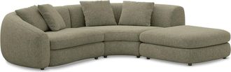 Castlery Fable Single Arm Sectional Sofa Right Facing Customized, Performance Classic Twill Moss, Spill Resistant, Ultra Deep Seats for Castlery