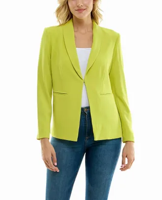 Nicole Miller Isla Stretch Crepe One Button Blazer In Citrine